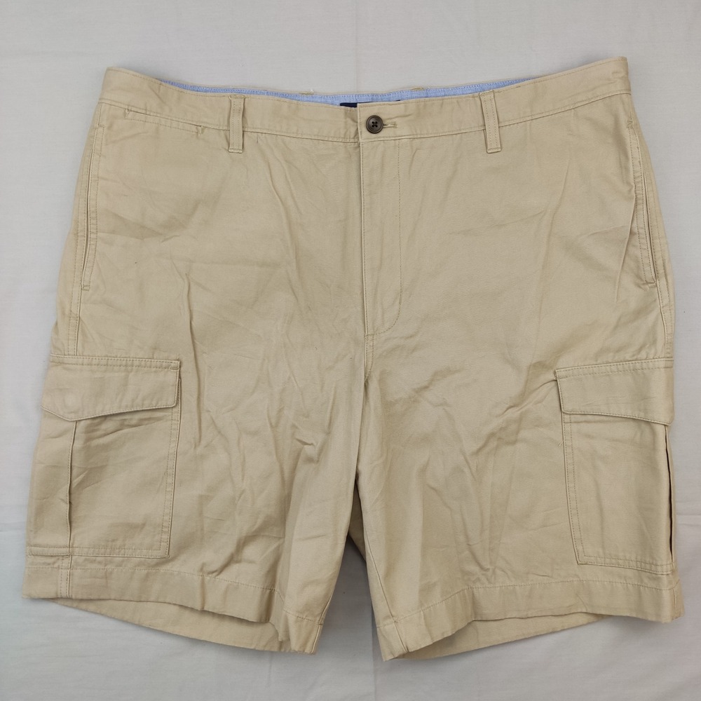 Chaps Cargo Shorts Mens 42 Tan Khaki‎ Solid 100% Cotton Multi Pocket Casual